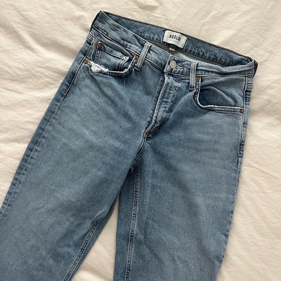 AGOLDE Kye Mid Rise Straight Crop Jeans in color Foreseen - Picture 1 of 7